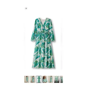 Soft Surroundings Kaia Maxi Dress Large Palm Print Flowy Faux Wrap Effortless thumbnail 4