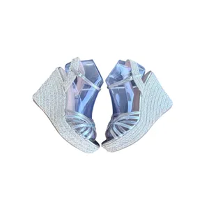 MIA Silver Metallic Espadrille Wedge Platform Sandals Womens 8M bohemian thumbnail 5