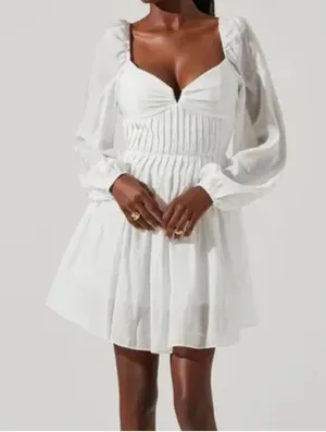 ASTR the Label x Revolve Carina Dress Boho Puff Sleeve Cottage Core romantic Wedding Mini Dress Large thumbnail 1