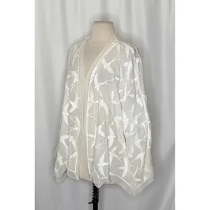 Anthropologie LILKA Shorebird Embroidered Bird Swim Cover-Up Jacket Medium Large thumbnail 5