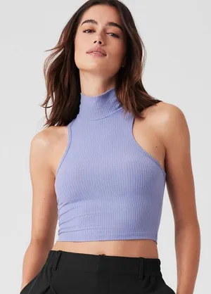 Alo Yoga Ribbed Sea Coast Cropped Turtleneck Tank thumbnail 1