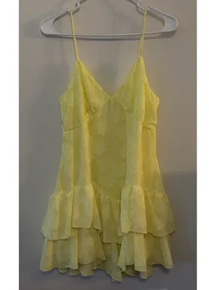 Wild Fable Dress Mini Tank Ruffled Yellow Floral Size Medium Romantic Garden thumbnail 1