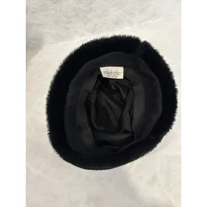 Ideal Chic Vintage‎ Black Faux Fur Trim Bucket Hat Cloche Winter Made in USA thumbnail 3