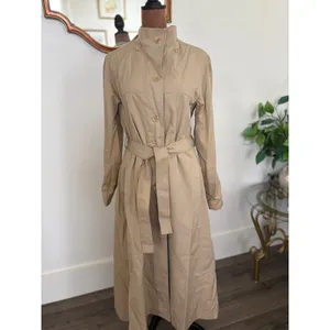 Vintage Odyssey Belted Trench Coat Womens Tan‎ Long Rain Coat Classic Outerwear thumbnail 2