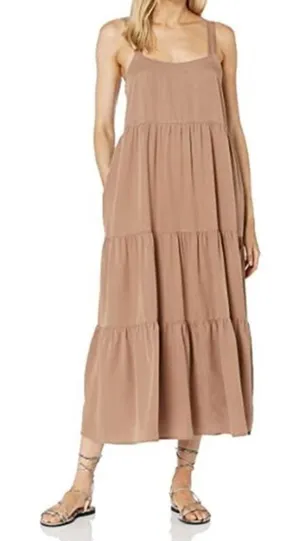 The Drop Womens‎ Britt Tiered Dress, Brown, NWT thumbnail 1