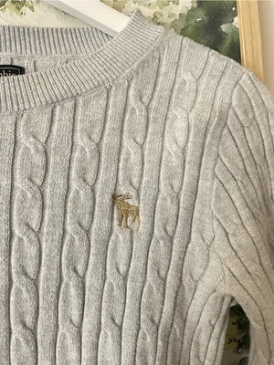 Abercrombie & Fitch Y2K Cropped Cable Knit Crewneck Sweater Small thumbnail 3
