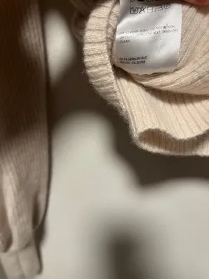 REFORMATION Luisa Cashmere Tan Ribbed Turtleneck Cropped Sweater, Size S thumbnail 11