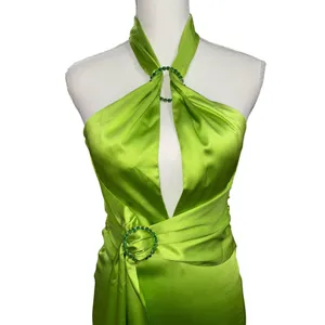 Khanums X Rrevolve Kenisei Halter Gown in Limeade XSmall New Womens Maxi Dress thumbnail 6