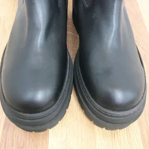 GOOD AMERICAN Black Leather Platform Chelsea Boot Bootie Midi Lug Sole‎ Size 8 thumbnail 5