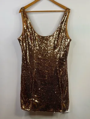 ASOS Bronze Copper Metallic Sequin Scoop Shimmer Sparkly Mini Dress women 14 new thumbnail 1