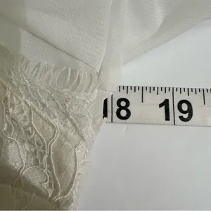 New York & Company White Lace Sheer Long Sleeve Blouse Small thumbnail 6