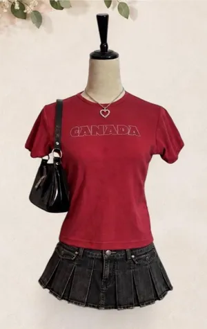 Vintage Cityscape Canada Rhinestone Baby Tee Size S thumbnail 1