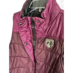 American Eagle Womens Vest Puffer Quilted Full Zip Snaps Lined Pockets Purple M thumbnail 3