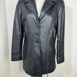 Wilson's Leather MAXIMA Genuine Leather Jacket Mid Length 90s Y2K Size Large Black thumbnail 3