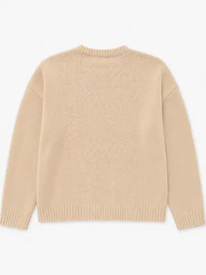 Natura Cream Chenille Knit Sweater Womens S Oversized Crewneck Pullover thumbnail 3
