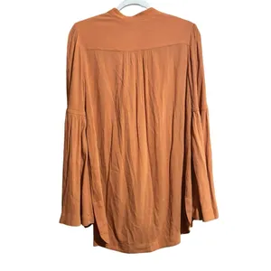 Free People Tunic Top Womens Small Orange Boho Bell Sleeve Sheer Blouse thumbnail 6