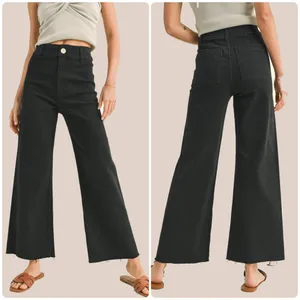 Miou Muse Straight Wide Leg High Waisted Denim Jeans Stretch Faded Black Med W28 thumbnail 2