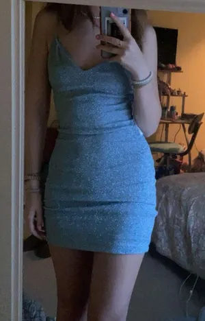 B Darlin Blue Sparkly Homecoming Dress thumbnail 2