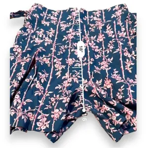 Free People Poolside Navy Blue & Pink Floral 3 Piece Set Sz‎ L thumbnail 16