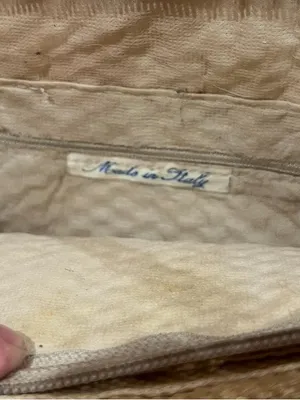 Handmade Woven Cream Tote with Tan Trim and Braided Handles thumbnail 4