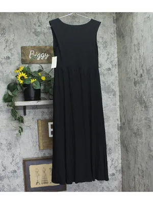 A New Day Knit Ballet Sleeveless Pleated Side Slit Midi Shift Dress Black S thumbnail 2