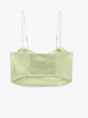 Zara Satin Corset Crop Top in Pale Green Small NWT Festival Date Night Spring thumbnail 3