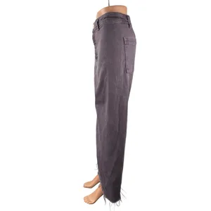 Zara The Marine Purple Raw Frayed Hem Flare Palazzo Wide Leg Denim Jeans Pants 6 thumbnail 3