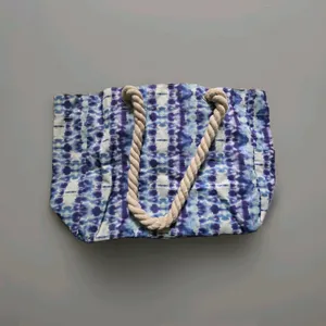 OdyseaCo Beach Bag Large Waterproof Canvas Tote Blues Teal Waves Rope Handles thumbnail 4