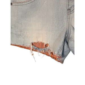 Free People Denim Shorts 25 Blue Distressed Raw Hem Boho Festival Vacation thumbnail 5