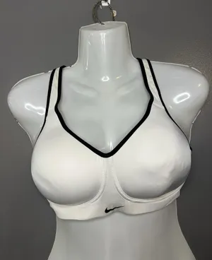 Nike Sports Bra Womens 32DD White Dri-FIT Underwire Racerback Hook Loop Stretch thumbnail 1