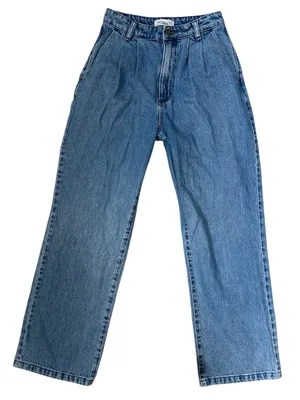 Free People Rolla’s Chloe Pleated Straight Leg Jeans in Medium Wash Size 25 thumbnail 7