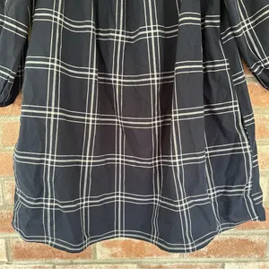 Abercrombie Fitch Plaid Off Shoulder Mini Dress Navy White Women’s Large thumbnail 4