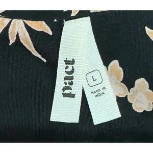 Pact Twilight Floral Asymmetrical Midi Dress Sleeveless Scoop‎ Neck Black Tan L thumbnail 4