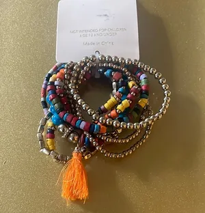 Cato Gold and Colorful Beaded Bracelet Set, 9 Bracelets in Stack thumbnail 1