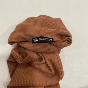 ZARA Ribbed Sleeveless Turtleneck Top S | Brown Mock Neck Tank | Minimalist Basi thumbnail 3