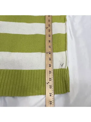 American Eagle Women’s Boxy Cowl-Neck Cozy Sweater Sz M Green Stripe Y2K thumbnail 8