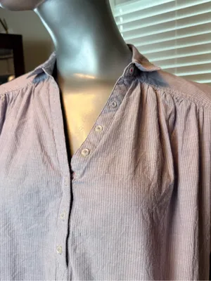 BDG Urban Outfitters Cotton Striped Popover Blouse Medium Lilac Striped Casual thumbnail 2