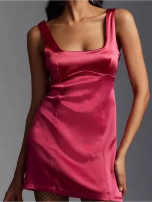 Anthropologie MAEVE ‎ Red Satin Slip Dress thumbnail 1