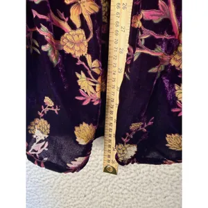 DEAR JOHN Dress Womens XS Purple Velvet Floral Shirt Dress Fairy Witchy‎ Boho thumbnail 5