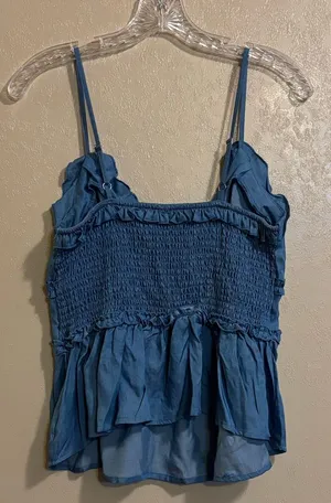 NWT Amber Sky Ruffle Tie-Front Ruched Camisole Top sz L thumbnail 1