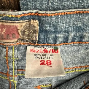 Red Ox Y2K Floral Embroidered Light Blue Flare Jeans 28 youth 9/10 Boho Indie thumbnail 6