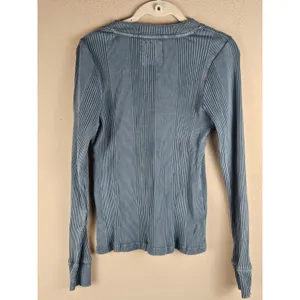 NWT Aerie Womens Green Long Sleeve Ribbed Henley Shirt Large thumbnail 2