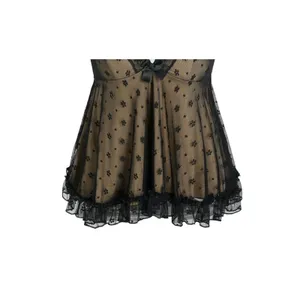 Cider NWT Sexy Floral Lace V Neck Ruffle Cami Stretch Top Adjustable Strap M Black Tan thumbnail 3