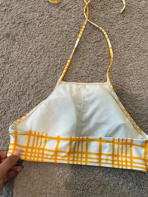 Forever 21 White and Orange Plaid Bikini Set thumbnail 5