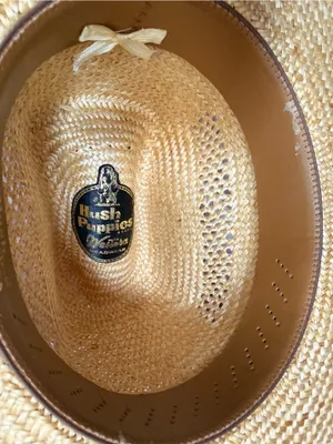 Vtg. Hush Puppies woven straw western cowboy hat thumbnail 7