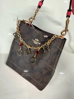 Coach C7269 Mini Town Bucket Bag In Signature Canvas Brown Strawberry Crossbody thumbnail 7