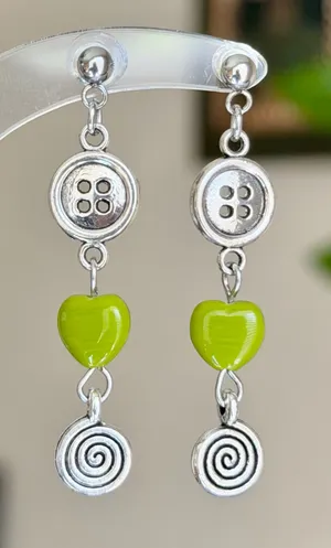 Handmade retro fairy boho funky style dangle earrings🌀💛 thumbnail 1