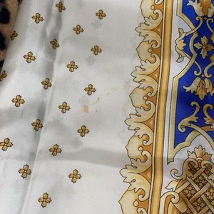 33x33 Longchamp baroque silk scarf Blue and Gold thumbnail 5