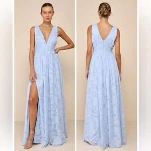Lulus Sweet Sophistication Light Blue Burnout Floral Maxi Dress Size XL Formal thumbnail 2