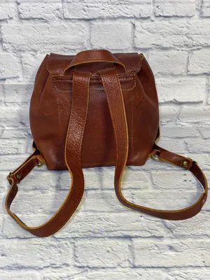 Portland Leather Goods Bucket Backpack Brown Full Grain Leather Drawstring Bag thumbnail 5